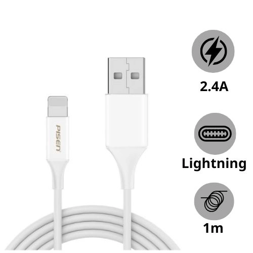 Cáp sạc Pisen - Mr White USB-A to lightning 1m chính hãng