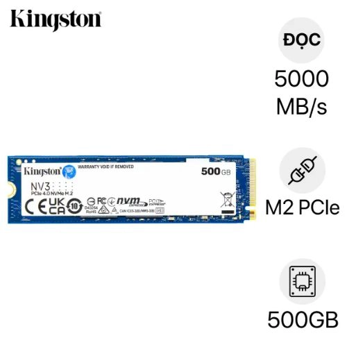 Ổ cứng SSD Kingston 500GB NV3 M.2 PCIE GEN 4 NVME SNV3S chính hãng | Lấy liền