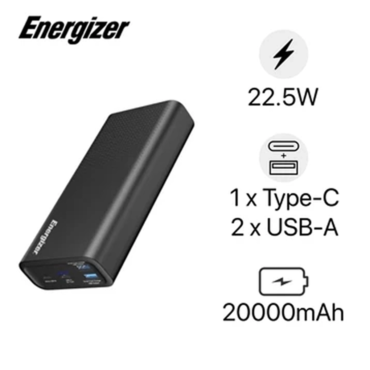 Pin dự phòng Energizer UE20012PQ 20.000mAh đen giá cực rẻ