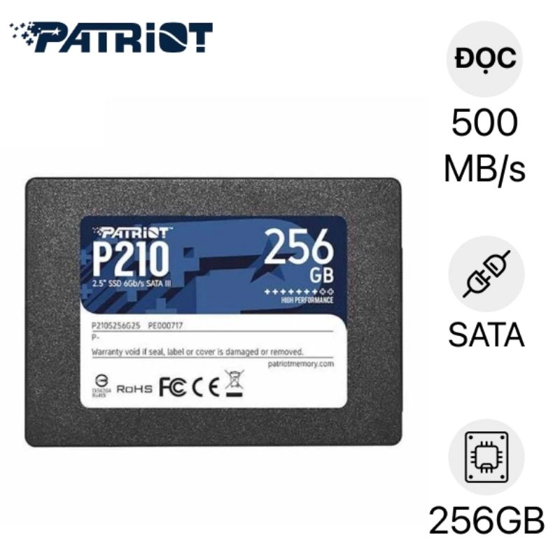 Ổ Cứng Laptop SSD Patriot P210 SATA3 256GB chính hãng | Lấy liền