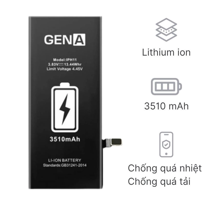 Thay pin iPhone 11 dung lượng siêu cao chính hãng GENA