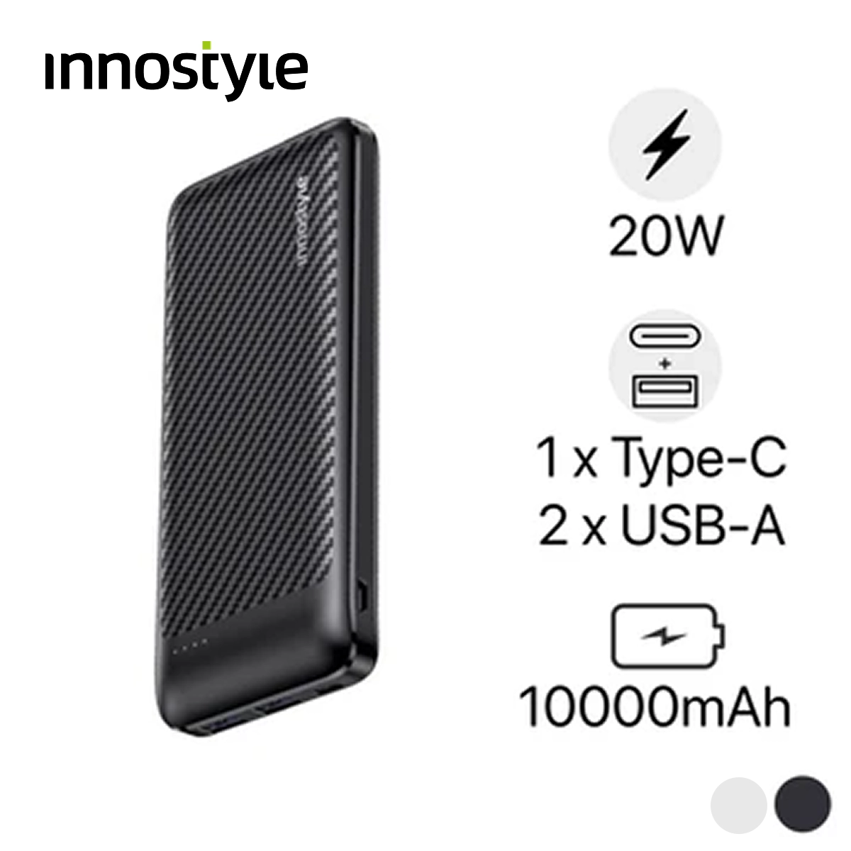 Pin dự phòng Innostyle Powersmart+ Pd 20w 10.000mah 3 Cổng 1c2a Ip20g2 chính hãng