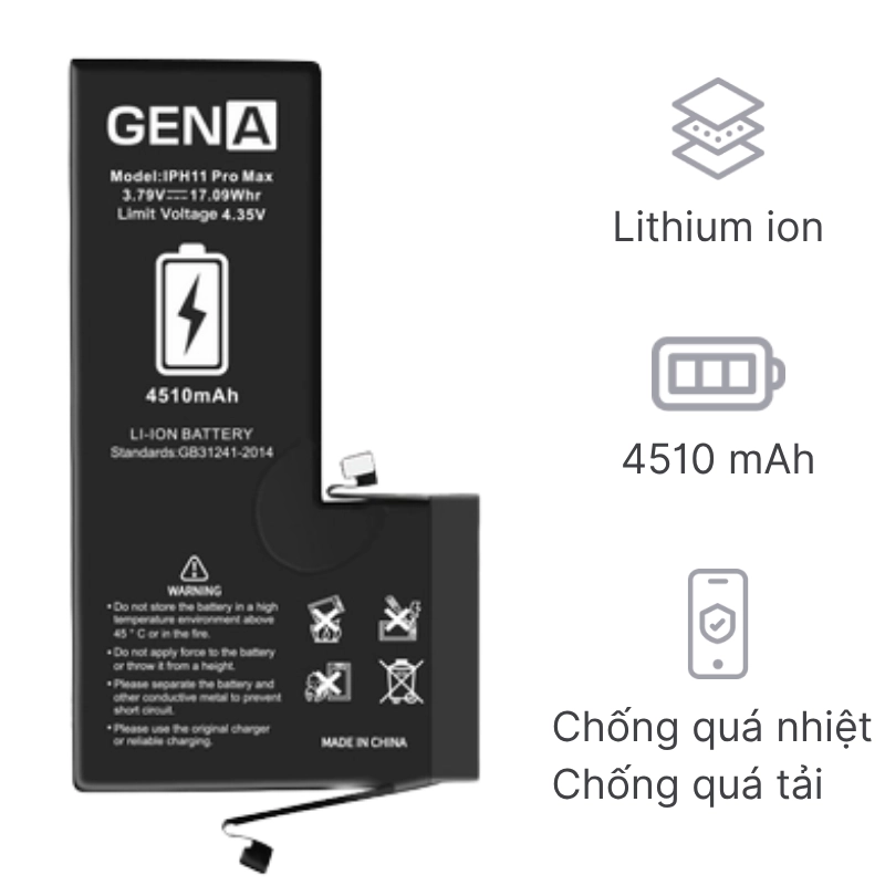 Thay pin iPhone 11 Pro Max dung lượng siêu cao chính hãng GENA giá rẻ 2025