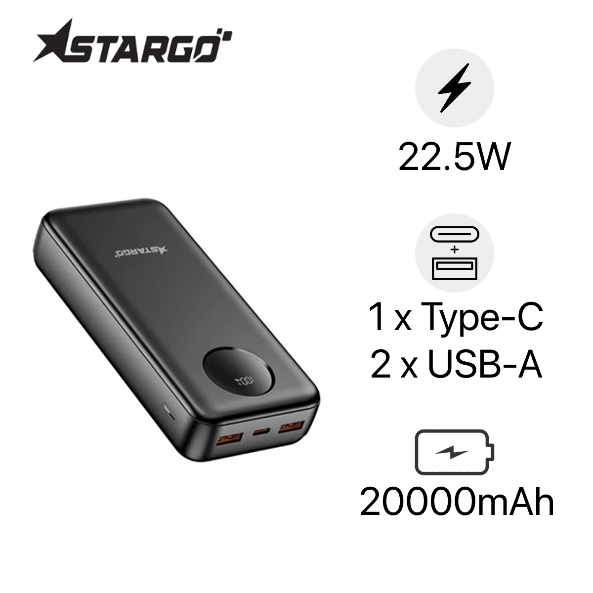 Pin dự phòng StarGO Star X2 Lite 20000mAh 22.5W chính hãng | Lấy liền