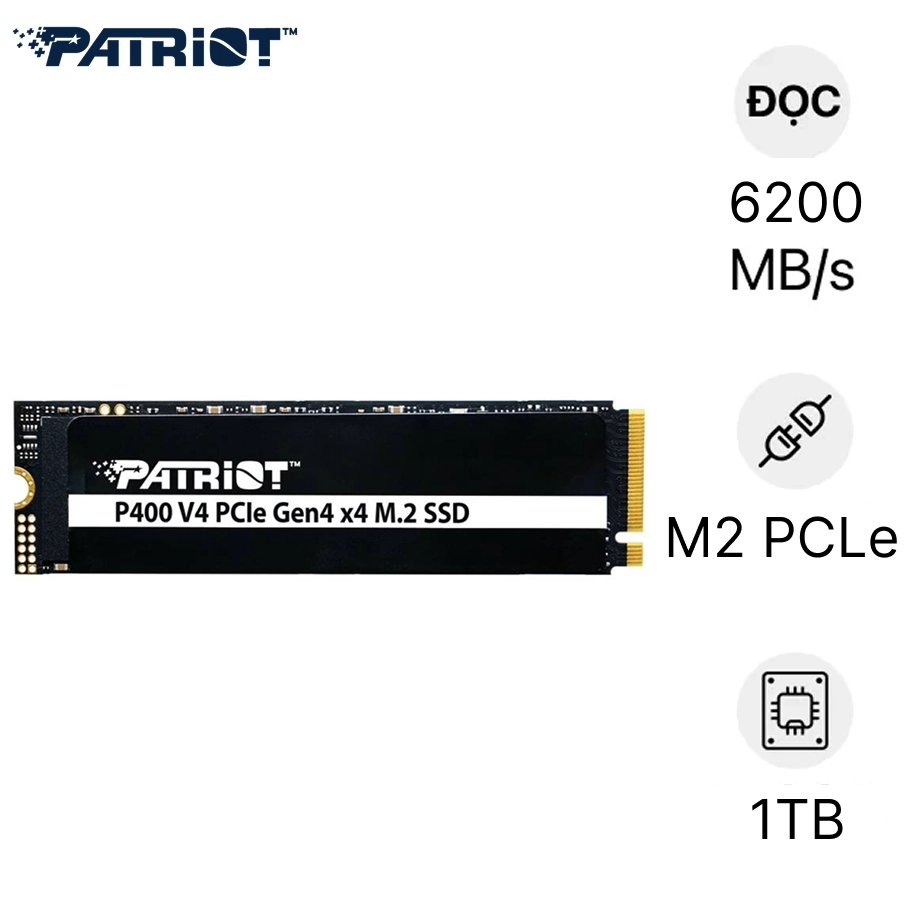 Patriot P400 V4 2TB Internal SSD - NVMe PCIe Gen 4x4 - M.2 2280 - Sequential Read: Up to 6,200MB/s and Sequential Write