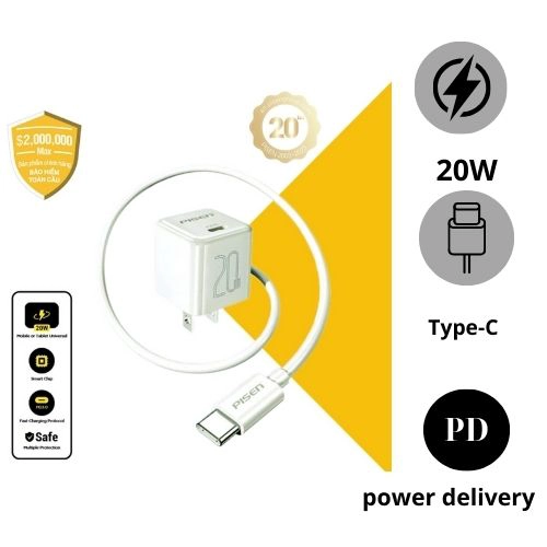 Sạc Pisen Quick PD 20W Pudding chính hãng | Lấy liền