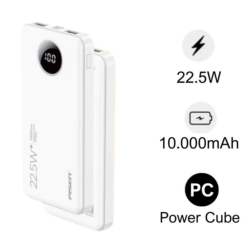 Pin dự phòng Pisen Pro - Power Cube 10.000 mAh 22.5W chính hãng
