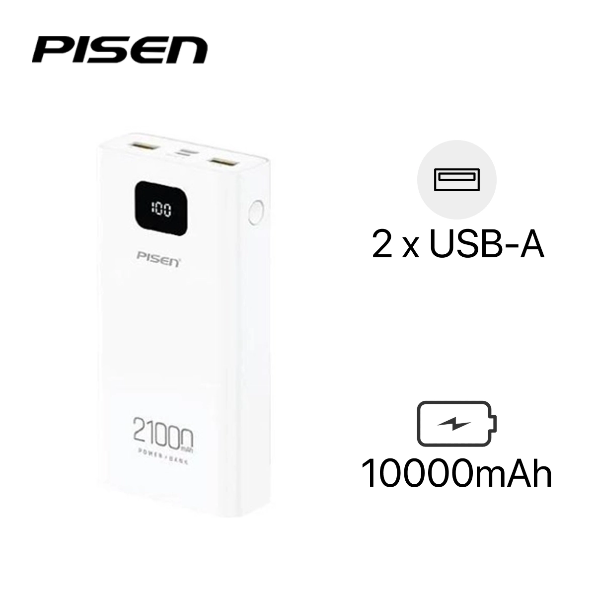 Pin dự phòng Pisen Mr White Digital 21.000 mAh chính hãng | Lấy liền