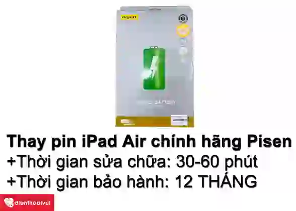 thay pin ipad air chính hãng pisen 5