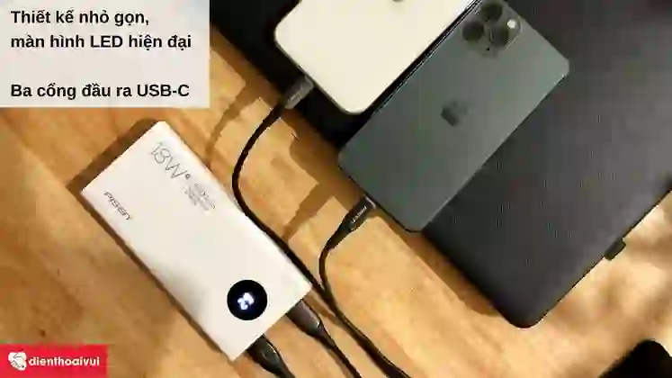 Pin dự phòng Pisen Quick Ultra 10.500mAh màn hình LED 5