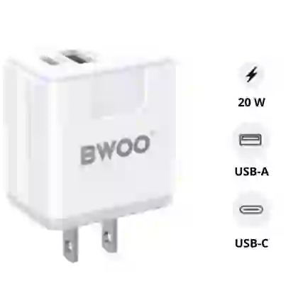 Sạc BWOO 2 cổng USB-A kèm cáp Type-C US CDA64VC 1
