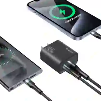 Sạc nhanh Mini Trusmi PD 65w Gan 1A+2C kèm cáp Type-C to Type-C 60w (US) CH05 4