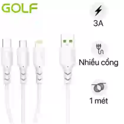 Cáp Golf 3 In 1 Sạc Nhanh 3A GC-85 Dài 1m 1
