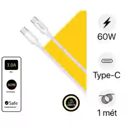 Cáp Pisen Quick - Mr White Type-C to Type-C PD 60w 1m 1