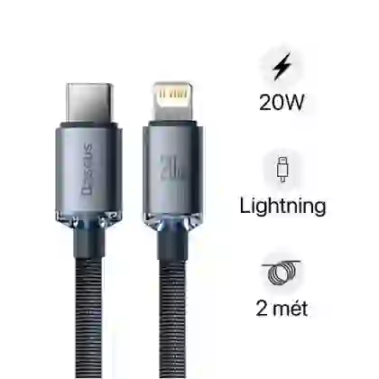 Cáp Baseus Crystal Shine USB-C to lightning dài 2M 1