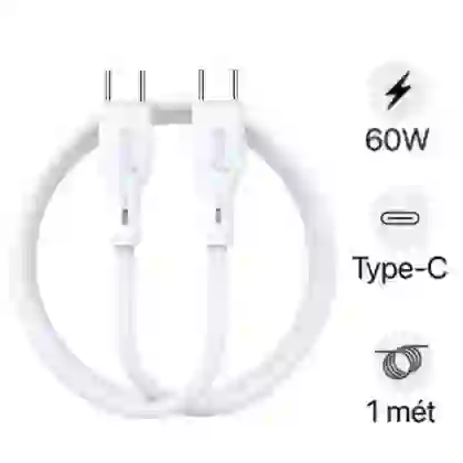 Cáp sạc nhanh BWOO Type-C to Type-C 60W X286C-C dài 1M 1