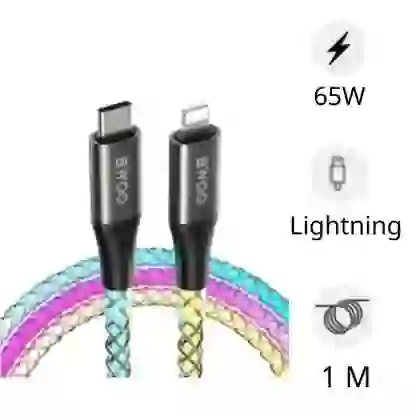 Cáp sạc nhanh BWOO Type-C to Type-C 65W đèn led X278 dài 2M 1