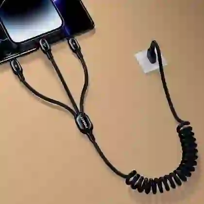 Cáp sạc PISEN lò xo 3in1 (Lightning/Type-C/ Micro) 1.2M 4