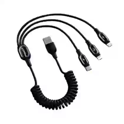 Cáp sạc PISEN lò xo 3in1 (Lightning/Type-C/ Micro) 1.2M 2