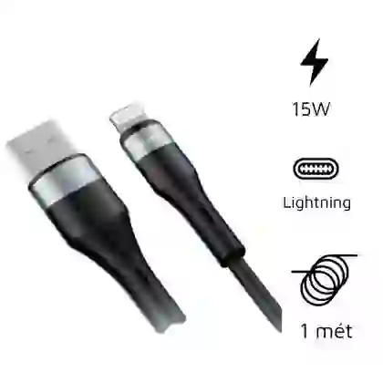 Cáp Trusmi Usb-A to Lightning Silicone 15w dài 1m 1