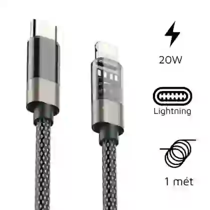 Cáp Trusmi Usb-C to Lightning Led Rainbow PD 20w dài 1m 1