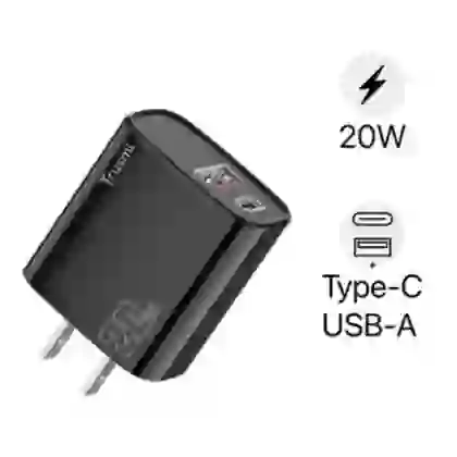 Sạc nhanh Mini Trusmi PD 65w Gan 1A+2C kèm cáp Type-C to Type-C 60w (US) CH05 1