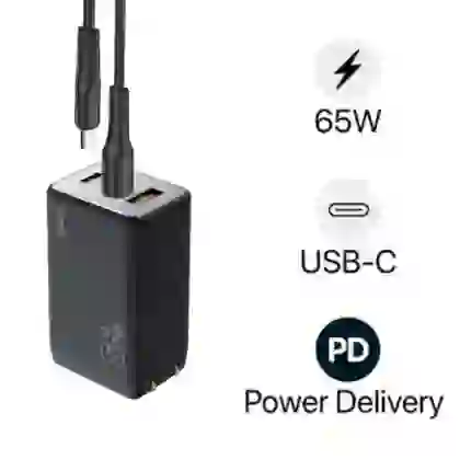 Sạc nhanh Mini Trusmi PD 65w Gan 1A+2C kèm cáp Type-C to Type-C 60w (US) CH05 1