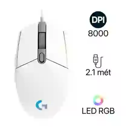 Chuột Gaming có dây LOGITECH G102 LightSync - Trắng