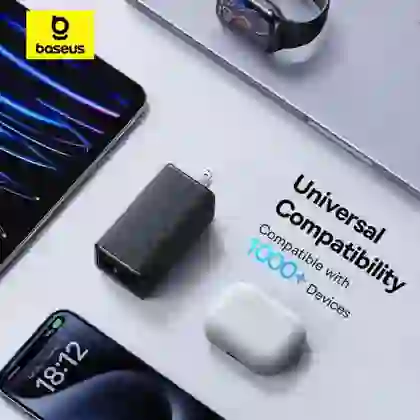 Củ sạc nhanh Baseus GaN6 Pro 2C + 2U 100W EU kèm cáp C-C 100W 1m 3