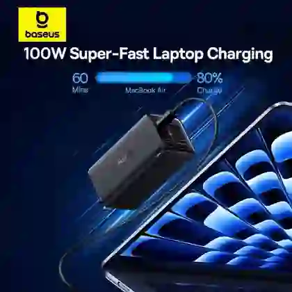 Củ sạc nhanh Baseus GaN6 Pro 2C + 2U 100W EU kèm cáp C-C 100W 1m 2