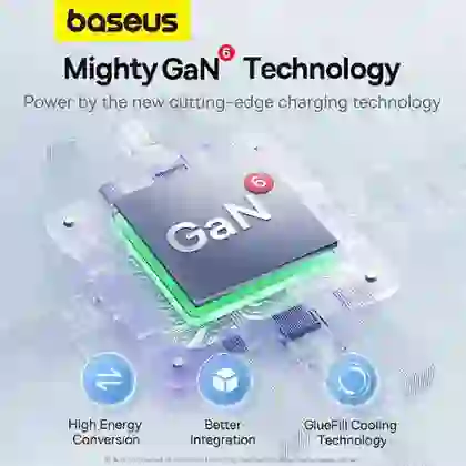 Củ sạc nhanh Baseus GaN6 Pro 2C + 2U 65W EU kèm cáp C-C 100W 1m 1