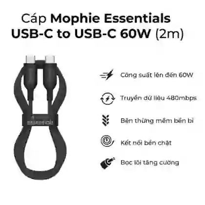 Cáp sạc Mophie Essential Type-C to Type-C 60W 2M 3