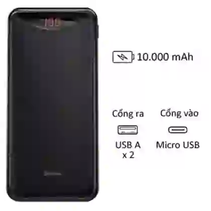 Pin sạc dự phòng Baseus Gentleman siêu mỏng 10.000mAh 1