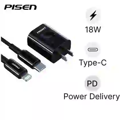 Combo Sạc Pisen Quick PD 18W Kèm Cáp Lightning 1