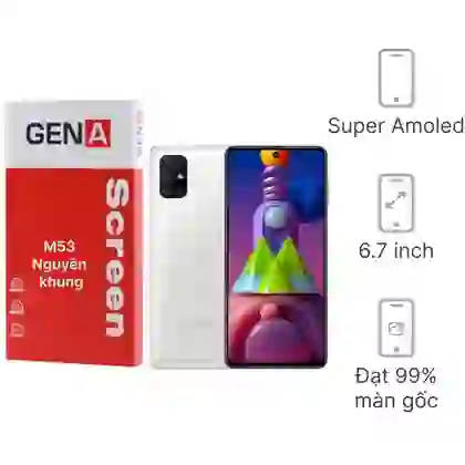 Thay màn hình Samsung Galaxy M53 nguyên khung chính hãng GENA loại A+ 1