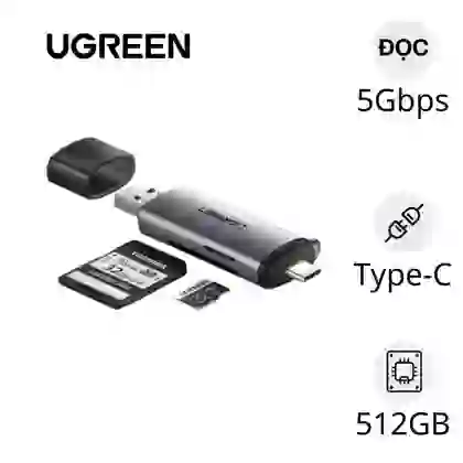 Đầu đọc thẻ nhớ Ugreen Type-C to USB-A 3.0 2 Khe SD Và TF CM185 50706 1