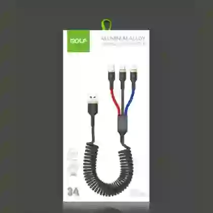 Cáp Golf 3A GC-72X 3 in 1 sạc nhanh dây dù 1.5M 6