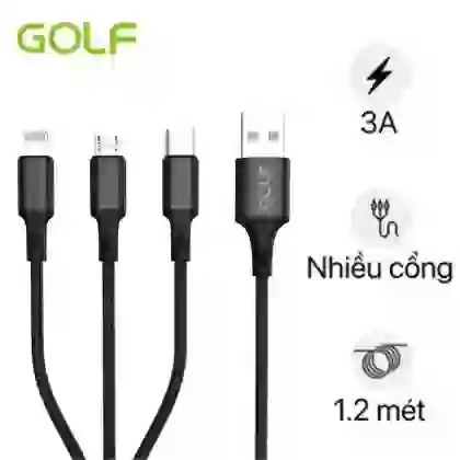 Cáp Golf 3A GC-86 3 in 1 sạc nhanh dây dù 1.2M 1