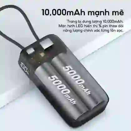 Pin dự phòng StarGO Star X1 Mini 1C1A 10000mAh tích hợp cáp Type-C 4