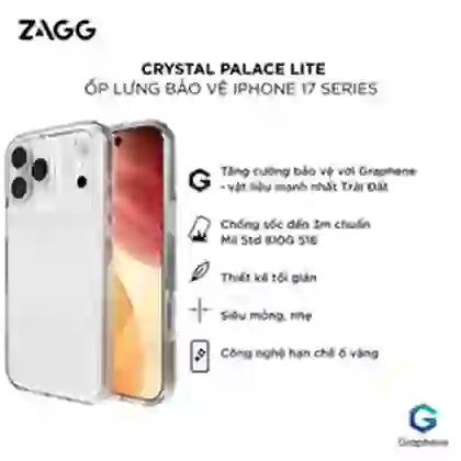 Ốp lưng iPhone 17 Pro Max Zagg Crystal Palace Lite With Magsafe Clear 10