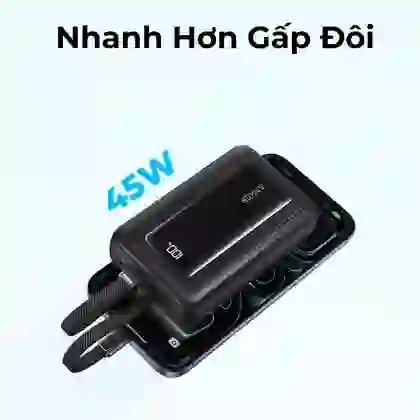 Pin sạc dự phòng Anker Zolo 20000mAh 45W 1A1C tích hợp 2 cáp Type-C A1681 3