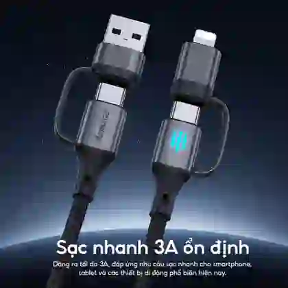 Cáp StarGO 4 trong 1 (C to L, C to Micro) dài 1m AC-CL1 3