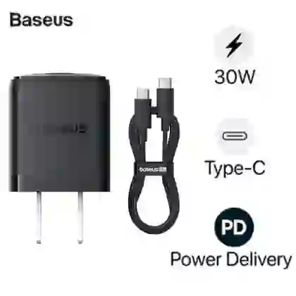 Sạc nhanh Baseus Palm 1C 30W US ( kèm cáp mini C to C 60W dài 1m ) 1