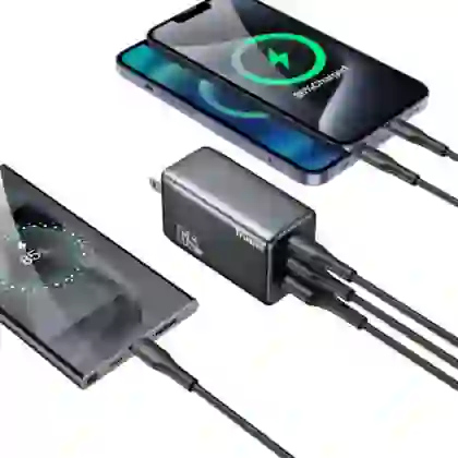 Sạc nhanh Mini Trusmi PD 65w Gan 1A+2C kèm cáp Type-C to Type-C 60w (US) CH05 4