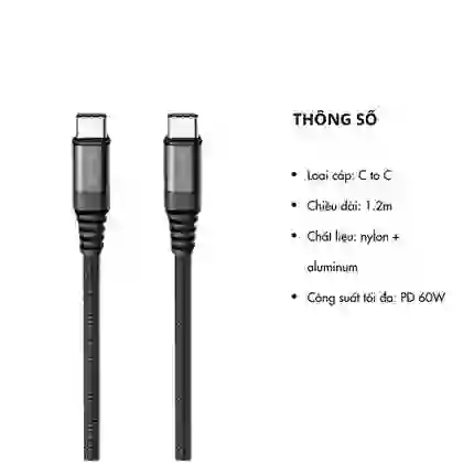 Cáp sạc Havit Type-C to Type-C 60W 1.2m CB6010 2