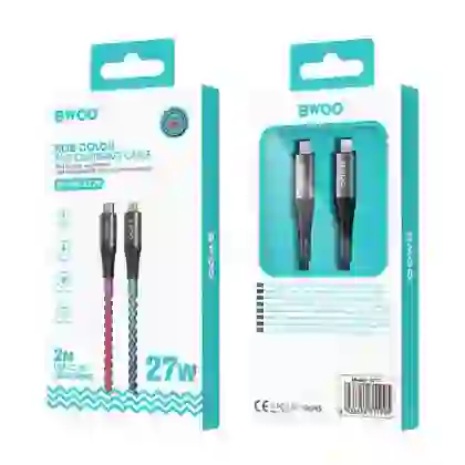 Cáp sạc nhanh BWOO Type-C to Lightning PD 27W đèn led X279C-L dài 1M 2