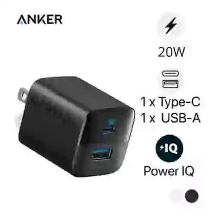 Củ sạc Anker 2 cổng 1C1A/20W B2348 kèm cáp C to C 1