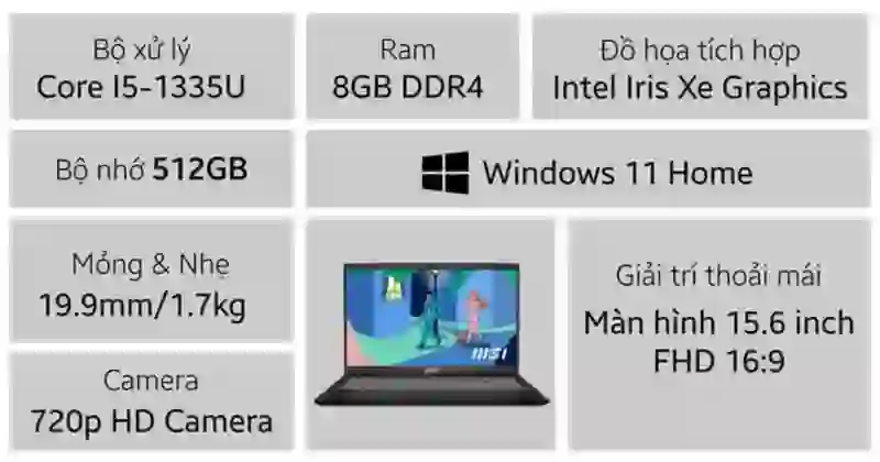 Laptop MSI Modern 15 B13M-438VN 1
