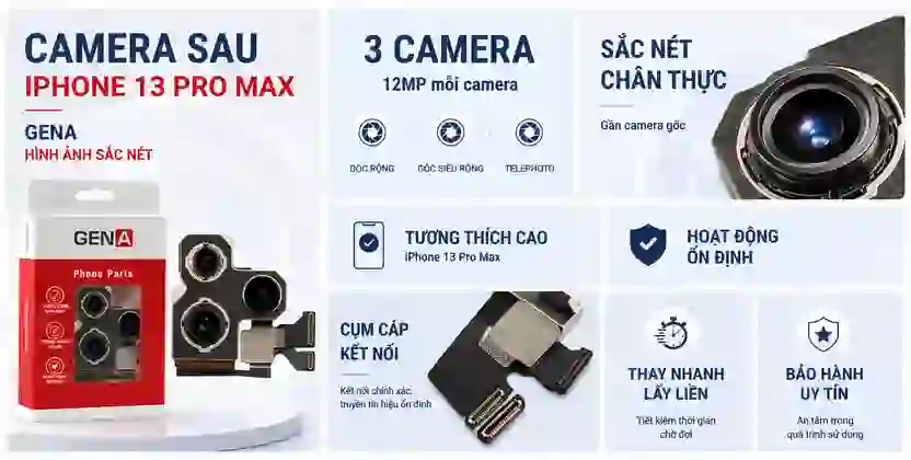 thay camera sau iphone 13 pro max chính hãng gena 1