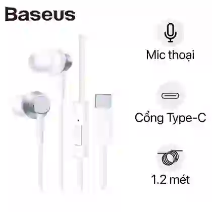 TAI NGHE CÓ DÂY BASEUS ENCOK CZ11 - TRẮNG 1